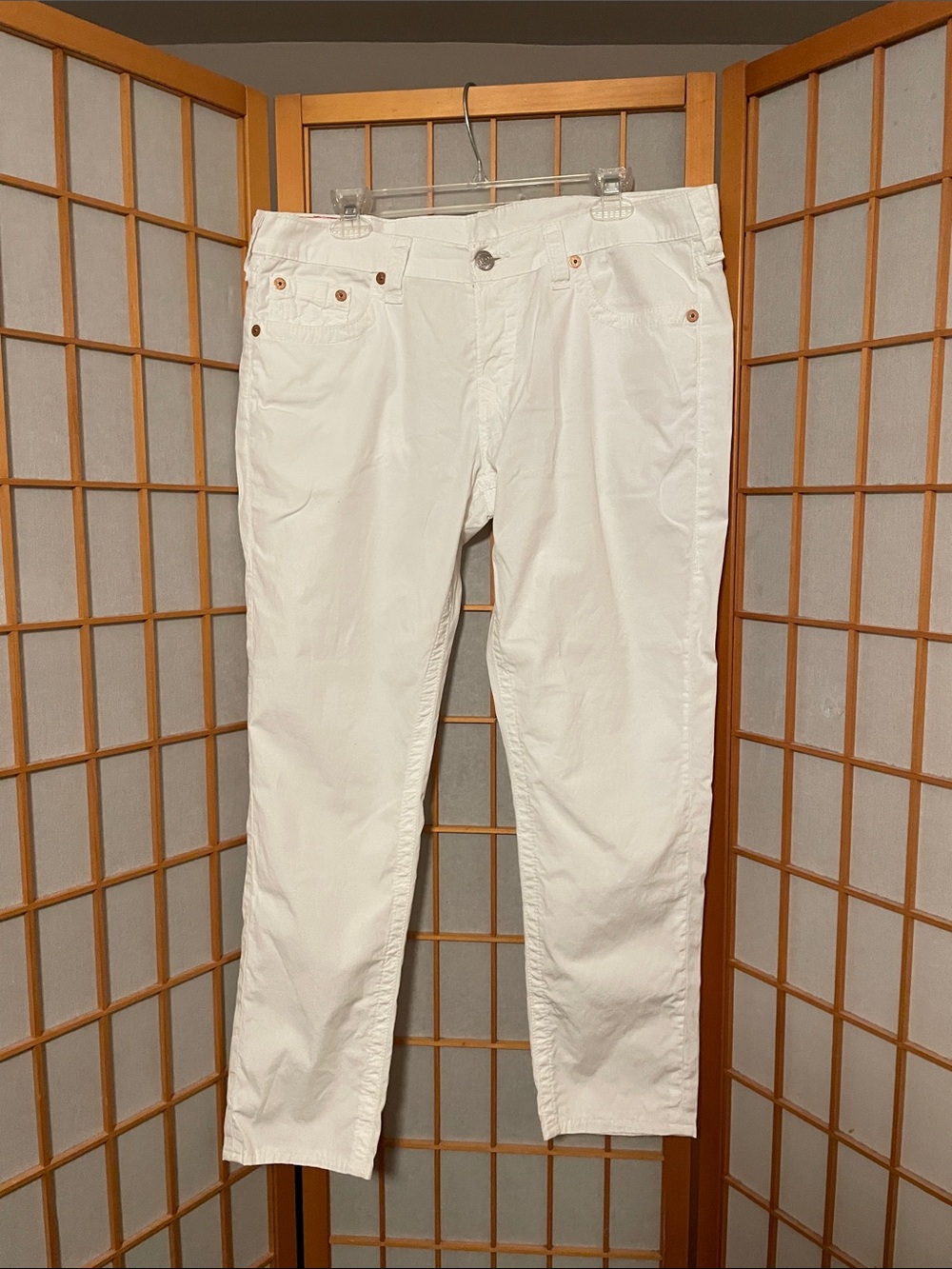 True Religion Brand Jeans World Tour White Stitch Straight Leg Jeans Size L